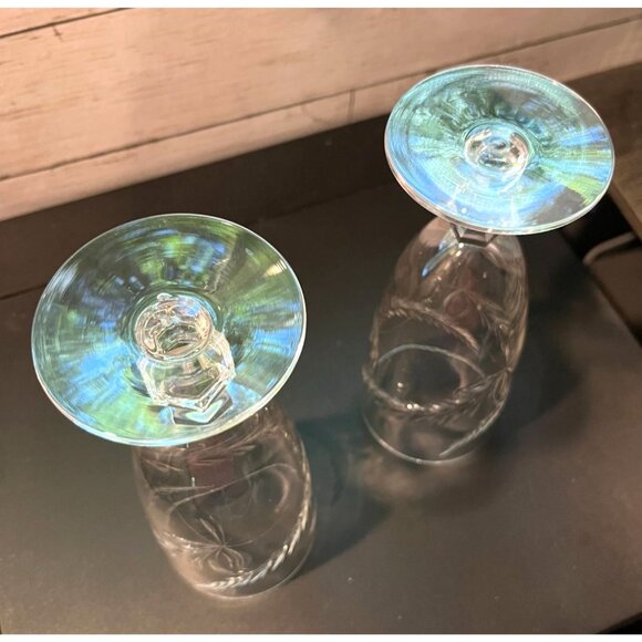 Pair of Tiffin Franciscan Caresse Pattern Vintage Etched Crystal Tea Glasses - Picture 4 of 5